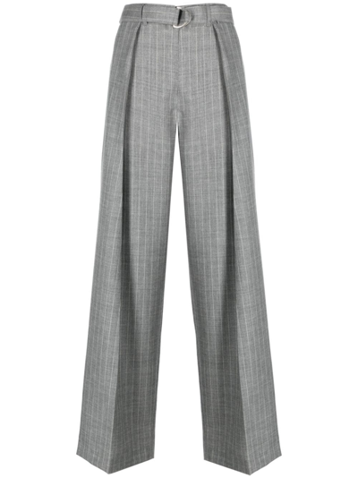 There Was One Pinstripe-pattern Wool Trousers In Grey