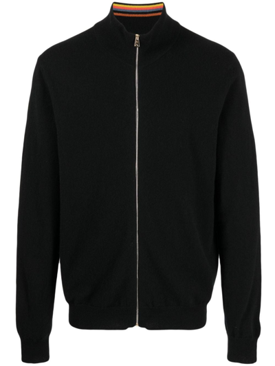 Paul Smith Stand-up Collar Zip-up Jumper In 黑色