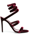 René Caovilla Cleo 110mm Velvet-finish Sandals In 红色