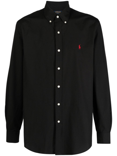Polo Ralph Lauren Polo Pony Cotton Blend Shirt In Black
