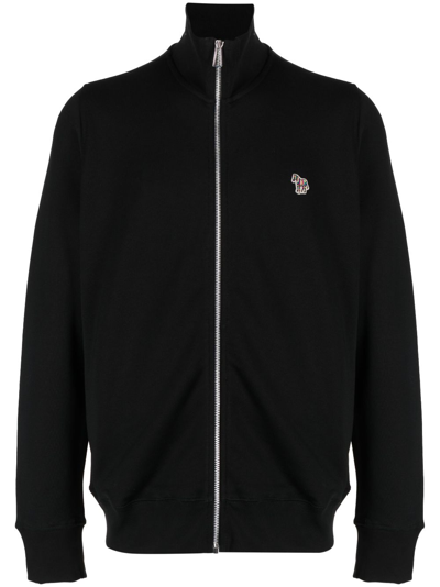 Ps By Paul Smith Zebra-patch Zip-fastening Sweatshirt In Black