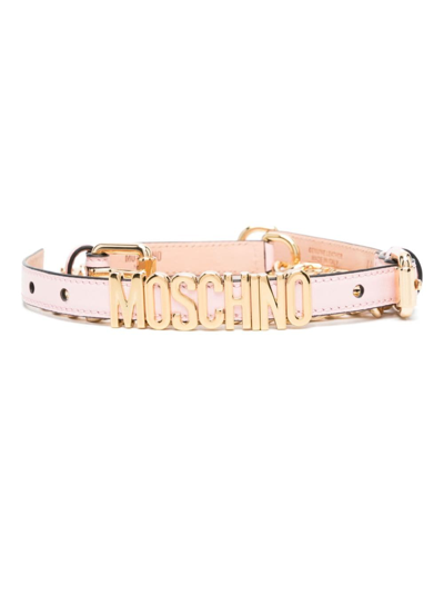 Moschino Logo-lettering Leather Belt In Pink