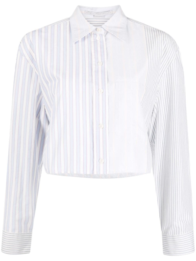 Stella Mccartney Blue Striped Cropped Shirt In 8485 Multicolor (8485)