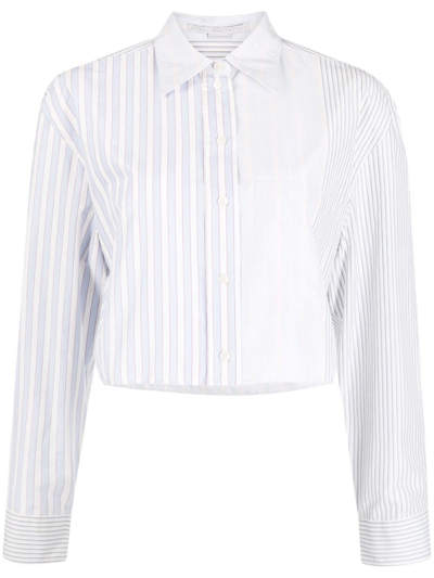 Stella Mccartney Blue Striped Cropped Shirt In 8485 Multicolor