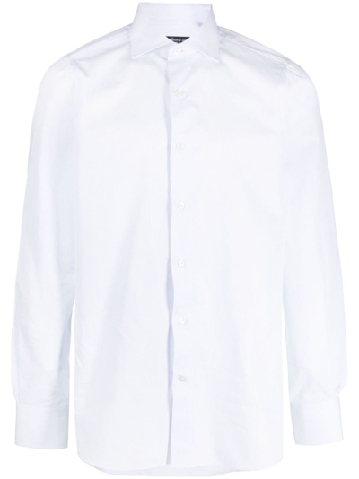 Finamore 1925 Napoli Cutway-collar Cotton Shirt In 白色