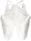 Cult Gaia Quella Metallic Fringe Halter Top In 白色