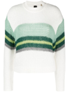 Pinko Honeycomb-knit Striped Jumper In 白色