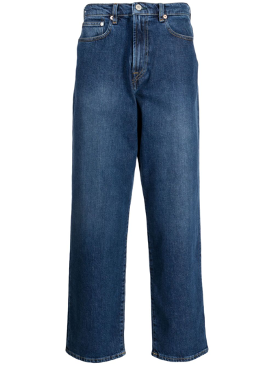 Ps By Paul Smith Logo-patch Mid-rise Loose-fit Jeans In Blue