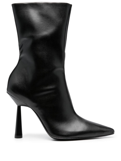 Gia Borghini Rosie 110mm Leather Ankle Boots In Black