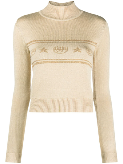 Chiara Ferragni Eye Star-jacquard Sweater In Neutrals