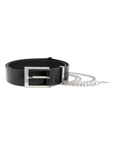 Zadig & Voltaire Rock Chain-link Leather Belt In Black