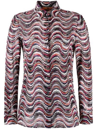 Missoni Wavy-jacquard Button-up Shirt In 粉色