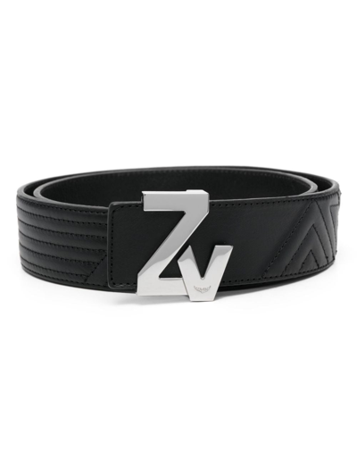 Zadig & Voltaire Zv Initiale Leather Belt In Black