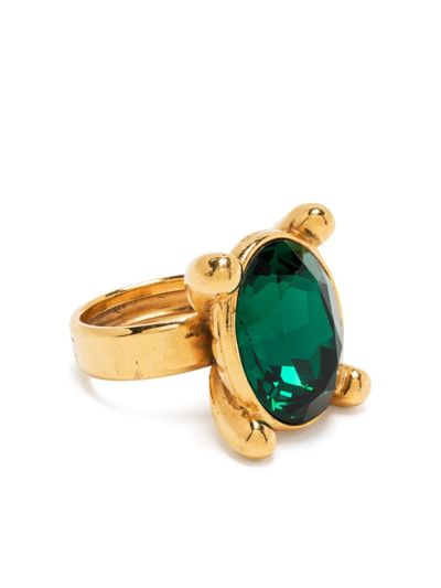 Pre-owned Saint Laurent Faceted Oval Ring In Gold