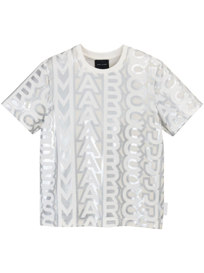 Marc Jacobs Monogram-print Cotton T-shirt In White,silver