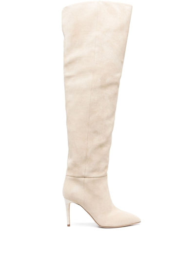 Paris Texas Stiletto 100mm Thigh-length Suede Boots In 中性色