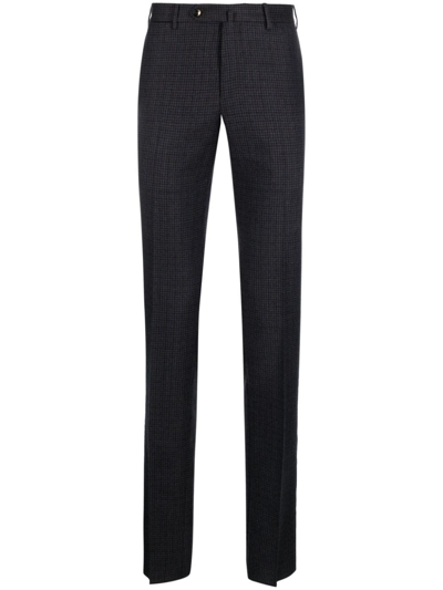 Pt Torino Houndstooth Slim-cut Virgin-wool Trousers In 蓝色