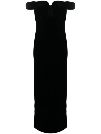 Roland Mouret Off-shoulder Velvet Maxi Dress In Black