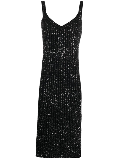 Missoni Sequin-embellished Ribbed Dress In 黑色