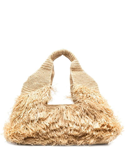 Made For A Woman Kifafa Ieti Fringed Tote Bag In Neutrals