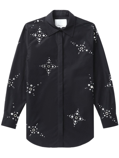 3.1 Phillip Lim Stud-embellished Long-sleeve Shirt In Black