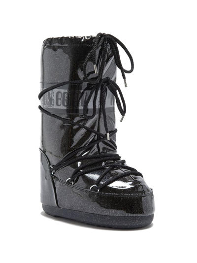 Moon Boot Logo-print Glitter-detailing Boots In Black