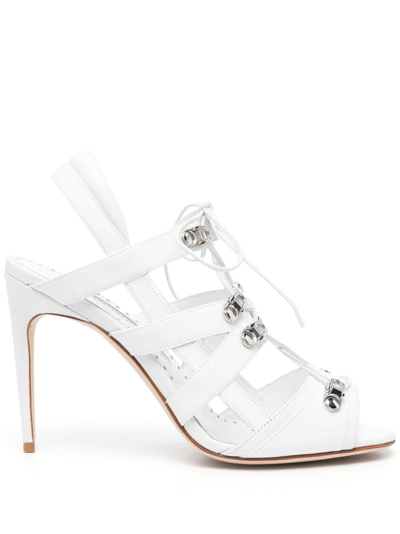 Manolo Blahnik Problax 106mm Lace-up Sandals In White