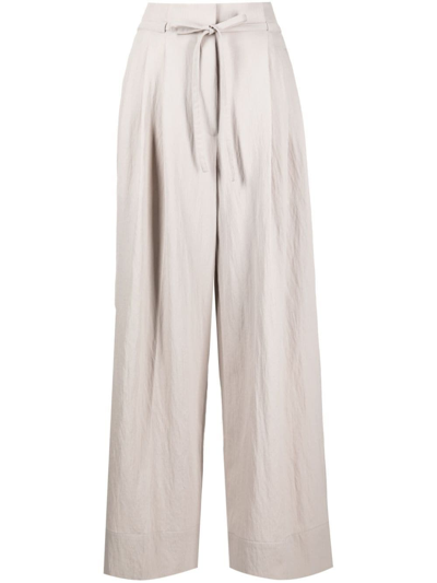 3.1 Phillip Lim / フィリップ リム Wool High Rise Wide-leg Trousers In Smoke Grey