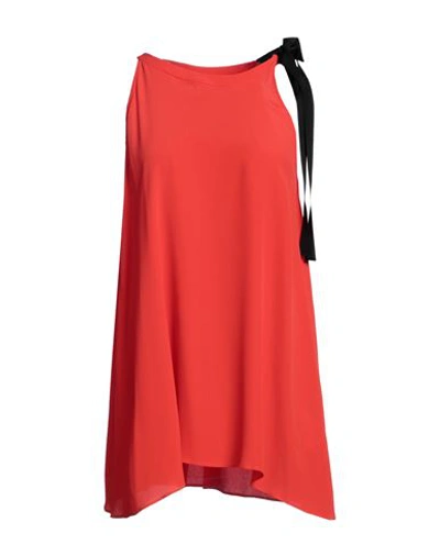 1-one Woman Top Tomato Red Size 8 Acetate, Silk In Tomato Red