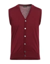 Ferrante Man Cardigan Burgundy Size 38 Merino Wool In Red