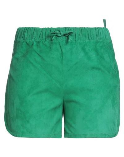 Salvatore Santoro Woman Shorts & Bermuda Shorts Green Size 6 Ovine Leather