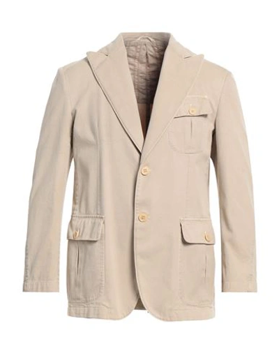 Lubiam Man Suit Jacket Beige Size 40 Cotton