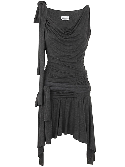 Blumarine 4a047a Sleeveless Jersey Mini Dress In Dark Grey