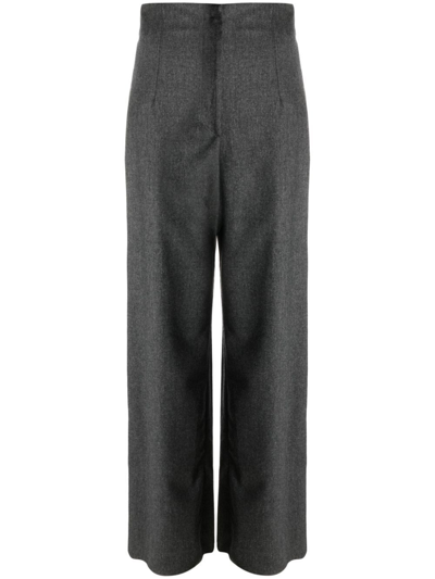 Emporio Armani High Waisted Trousers In Grey