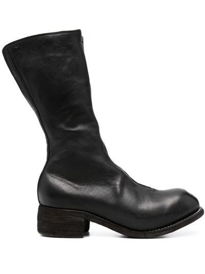 Guidi Mid Front Zip Boots In Negro