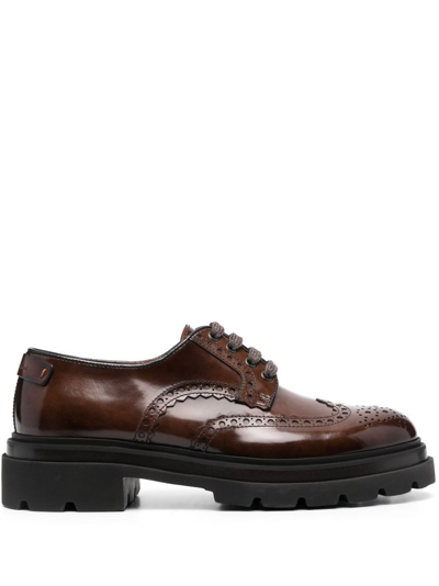 Santoni Biennium Lace Up Shoes In Brown