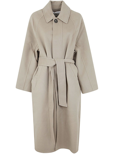 Ami Alexandre Mattiussi Long Belted Coat In Clay