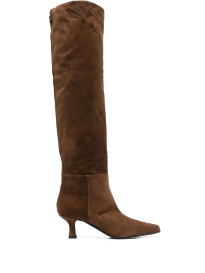 3juin 60mm Pointed-toe Suede Boots In Brown
