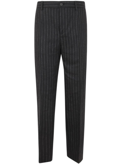 Golden Goose Journey M`s Trouser Relax Straight Virgin Wool Flanel Pinstripes In Grey