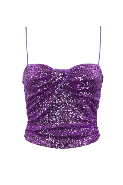 Pinko Sequin-embellished Spaghetti-strap Top In Purple