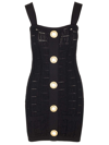 Balmain Open-knit Minidress In Black