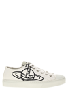Vivienne Westwood Plimsoll Orb-print Canvas Sneakers In White/black