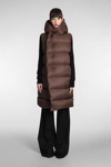 RICK OWENS HOODED LINER PUFFER IN BROWN POLYAMIDE