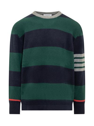 Thom Browne Rugby Sweater In Dk Green