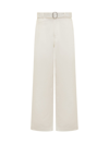 Jil Sander White Cotton Wide-leg Pant In White