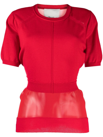 3.1 Phillip Lim / フィリップ リム Panelled Short-sleeve Knitted Top In Apple Red