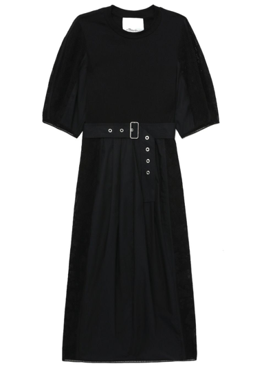 3.1 Phillip Lim Belted-waist Midi Dress In Black