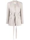 3.1 Phillip Lim Gray Waist Tie Blazer In Grey