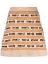 Miu Miu Logo Mini Skirt In Nude