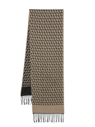 Valentino Toile Iconographe Reversible Scarf In Nude